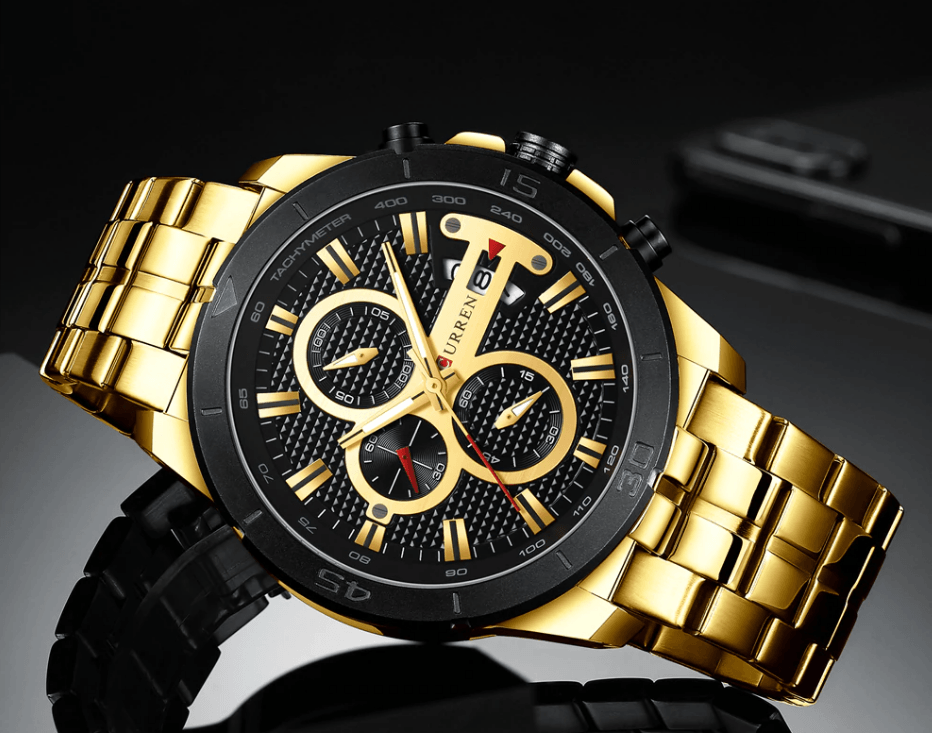 Men's Waterproof Chronograph Luxury Watch with Hardlex Dial