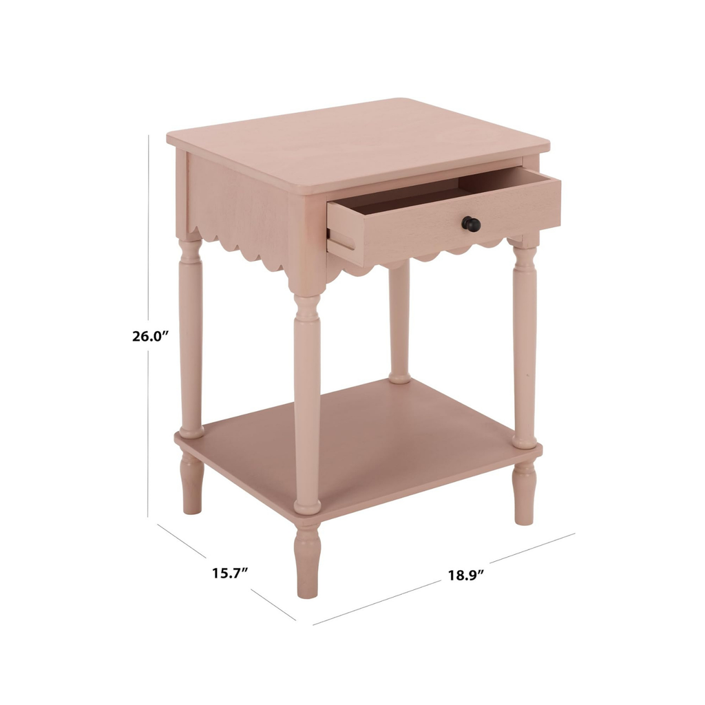 Wood Scalloped Side Table in Pink