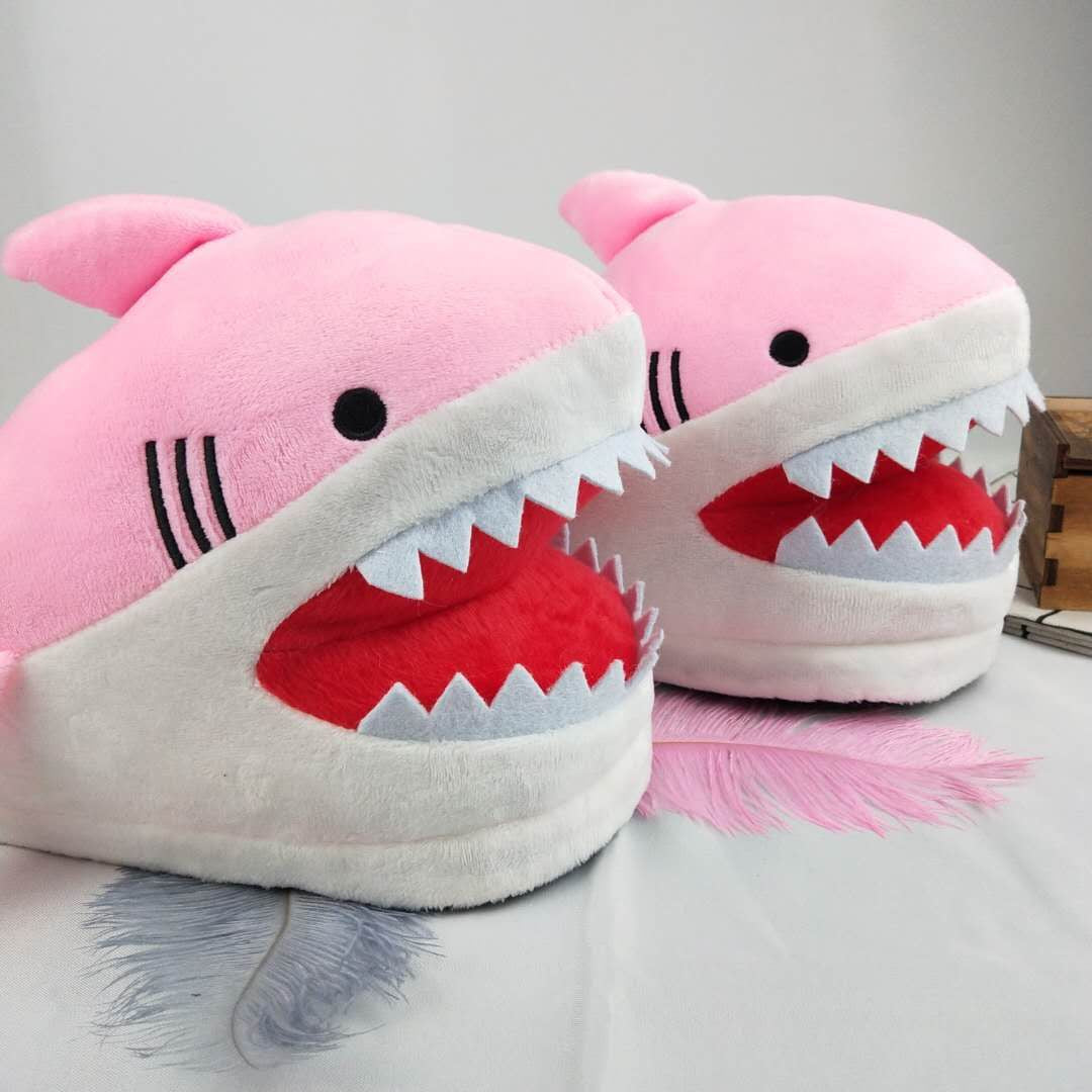 Women's Plush Shark Slippers - Cute Cartoon Winter Indoor Shoes