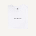 A flat lay of a heavyweight cotton unisex t-shirt in solid black against a neutral background.