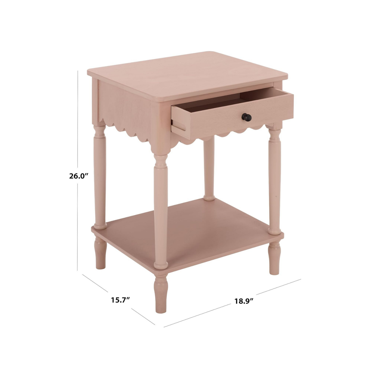 Wood Scalloped Side Table in Blue Mist