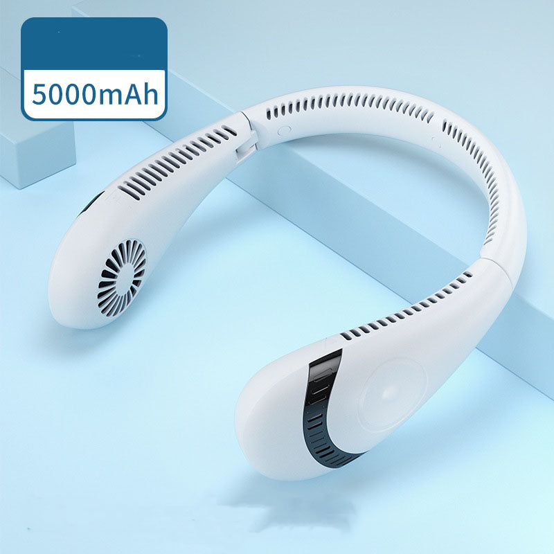 Leafless Portable Hanging Neck Fan with LED Display and 5 Speeds