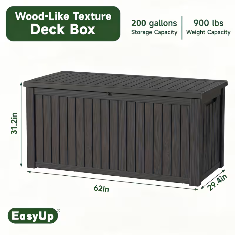 75 Gallon Heavy-Duty Outdoor Deck Box, Waterproof Patio Storage