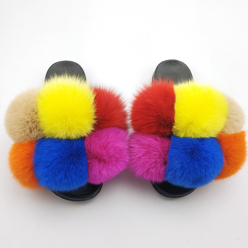 Women's Fluffy Faux Fur Open-Toe Maximalist House Slides