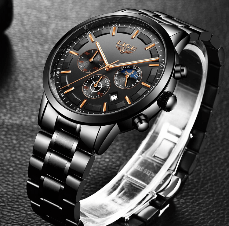 Men's Waterproof Chronograph Watch with Date Display & Luxury Dial