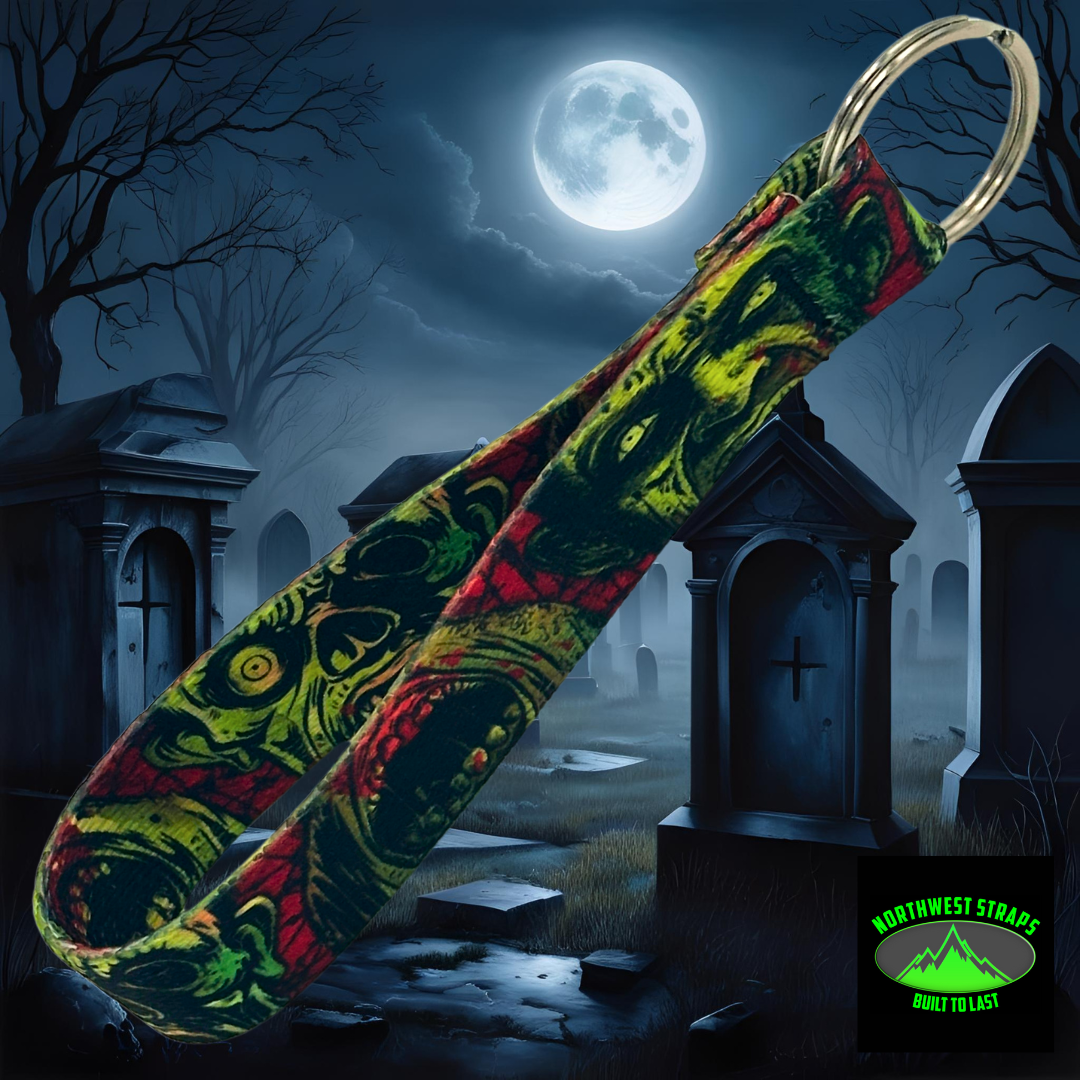 Zombie Print Wristlet Key Fob for Backpack or Purse Goth - Image 2