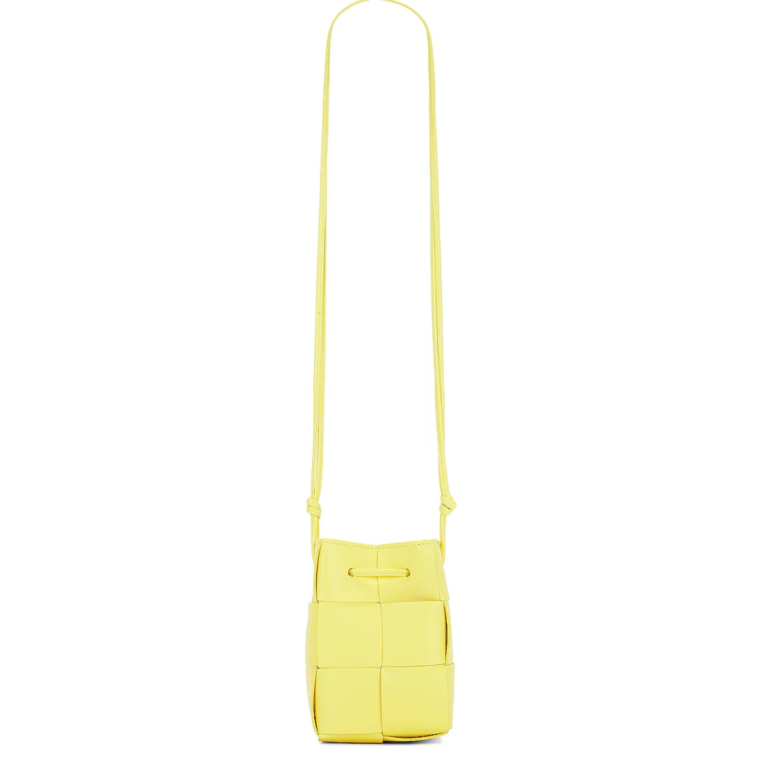 Woven Mini Crossbody Bucket Bag Lightweight Leather Handbag