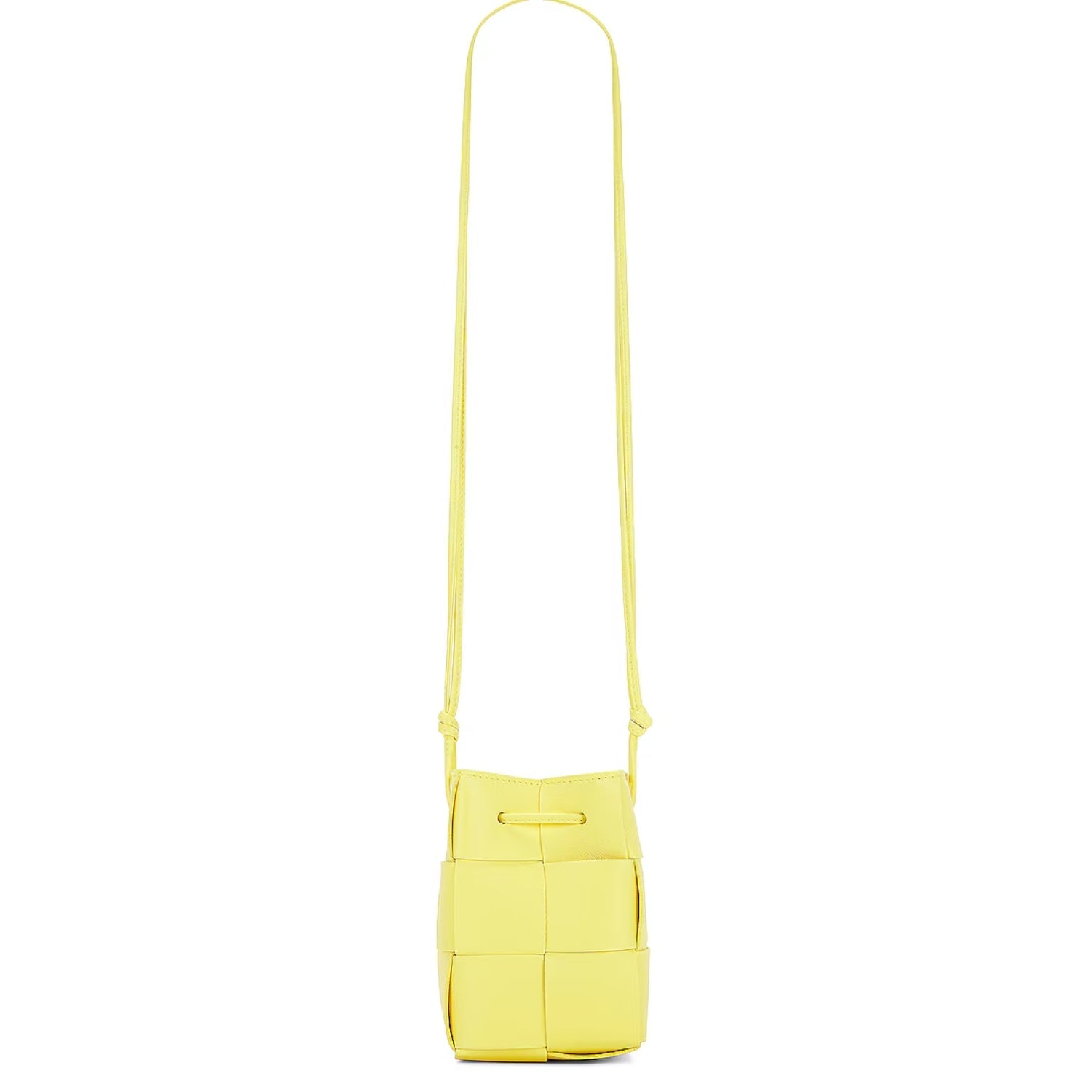 Woven Mini Crossbody Bucket Bag Lightweight Leather Handbag