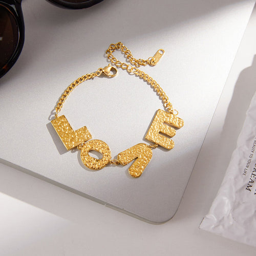 18K Gold Plated Minimalist Letter Titanium Steel Bracelet
