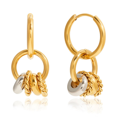 Vera Lux 18K gold and titanium steel minimalist hoop earrings