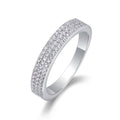 S925 Silver 2.4g Platinum Plated Moissanite Ring, 4.0mm 69pcs D VVS1 Micro Pave Band, GRA Certified US 5-9