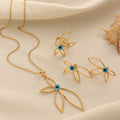 Petal Evil Eye Jewelry Set with Gold-Tone Finish and Blue Accents