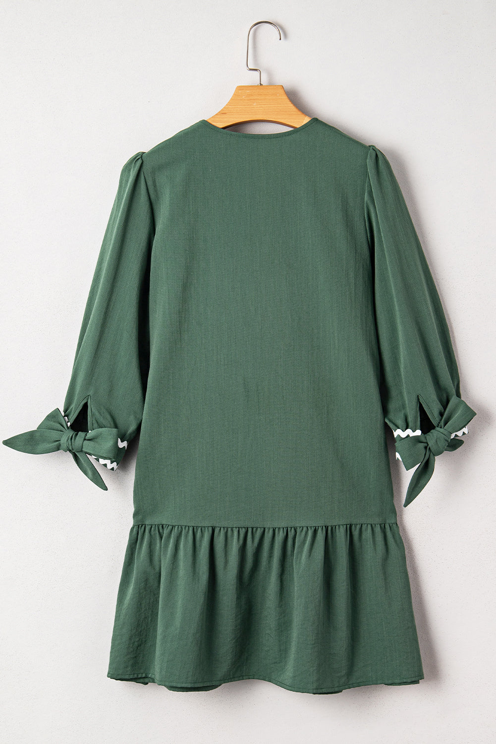 Xyla Bracelet Sleeve Shift Dress with Ricrac Trim and V-Neck
