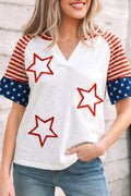 Katalina Inspired Patriotic Short Sleeve V-Neck Top