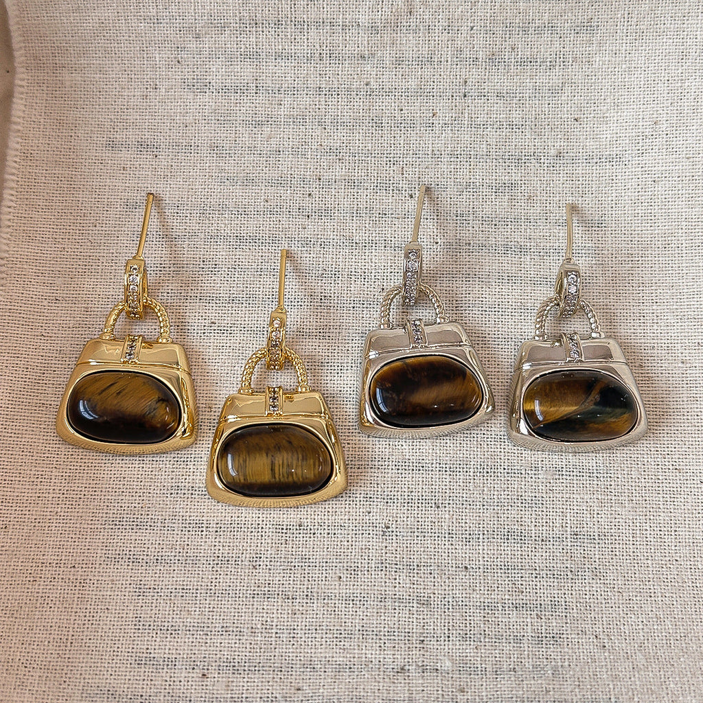 Tigers Eye Stone And Coffee-Colored Leather Double-Layer Necklace
