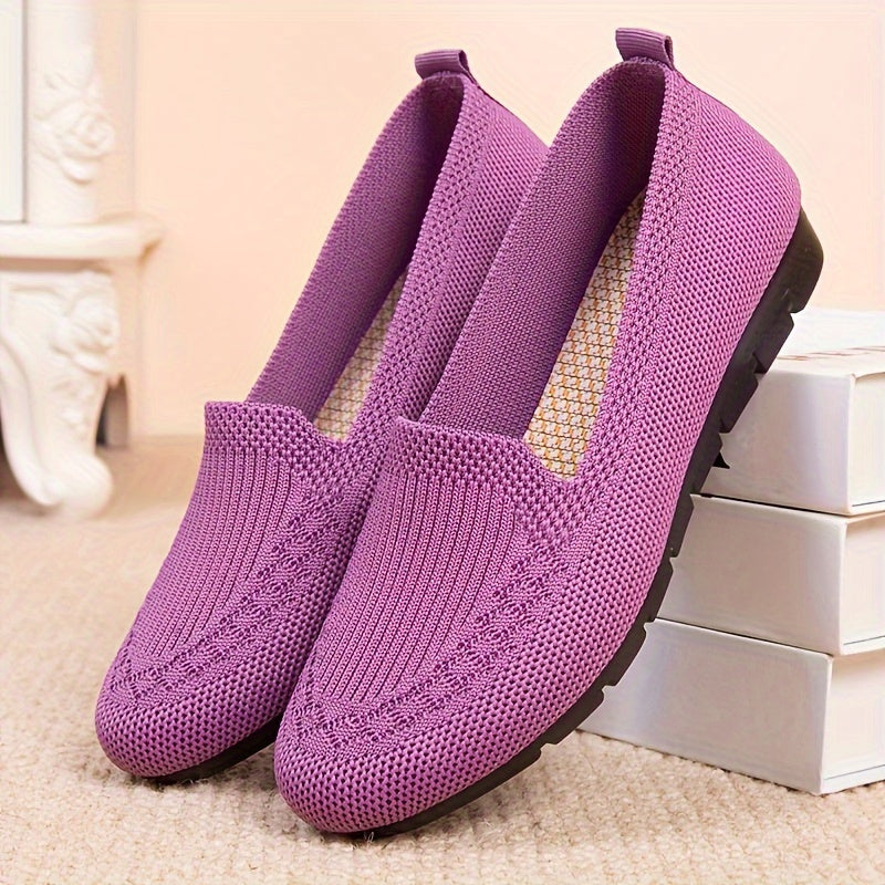 Women's Knit Slip-On Loafers Lightweight Breathable Casual Shoes - Image 43