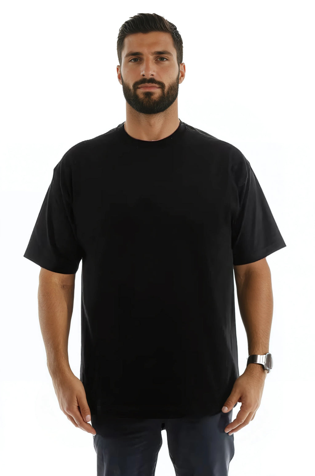 The Roughneck Heavyweight Crew Neck T-Shirt in Classic Black