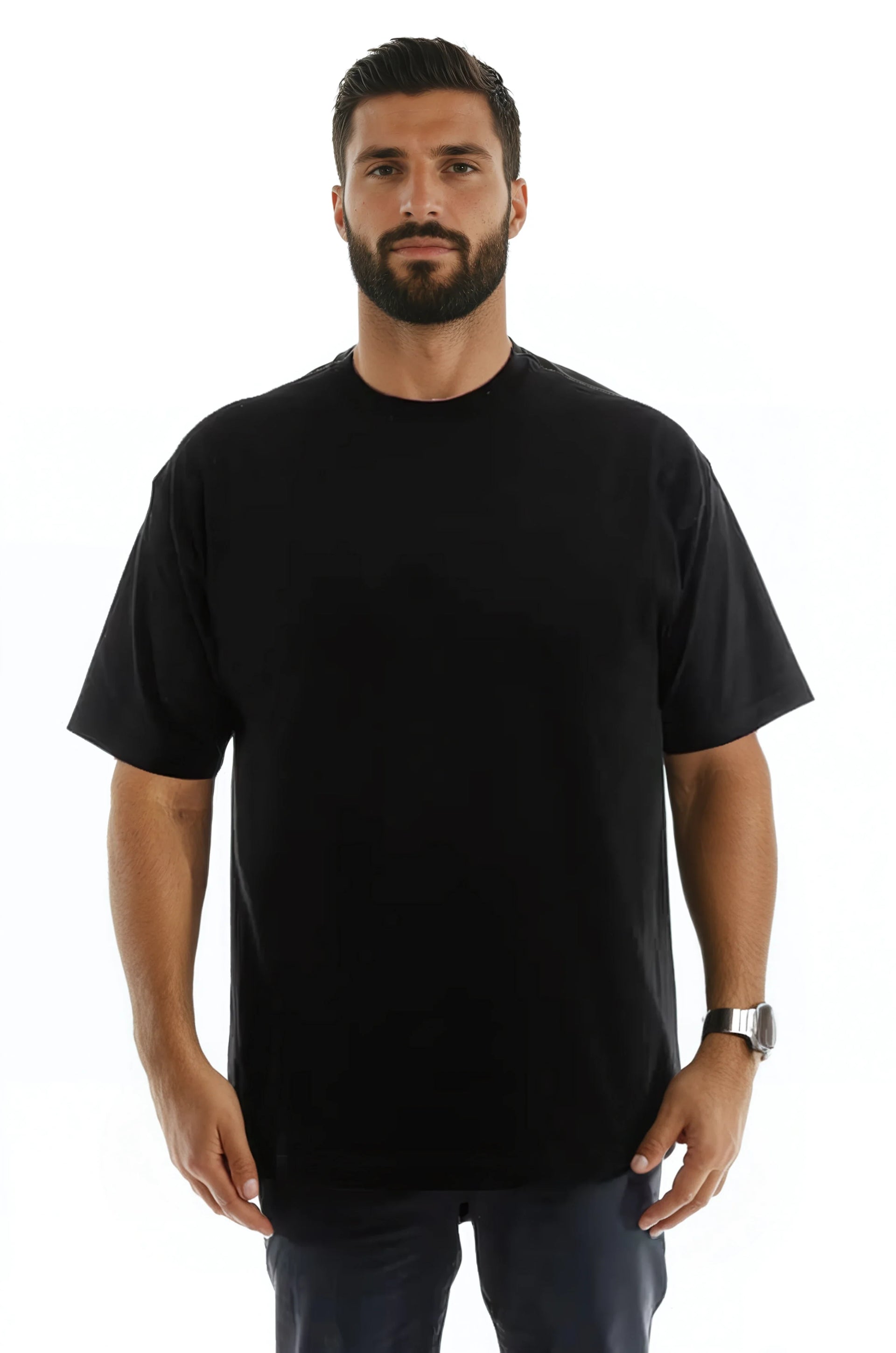 The Roughneck Heavyweight Crew Neck T-Shirt in Classic Black
