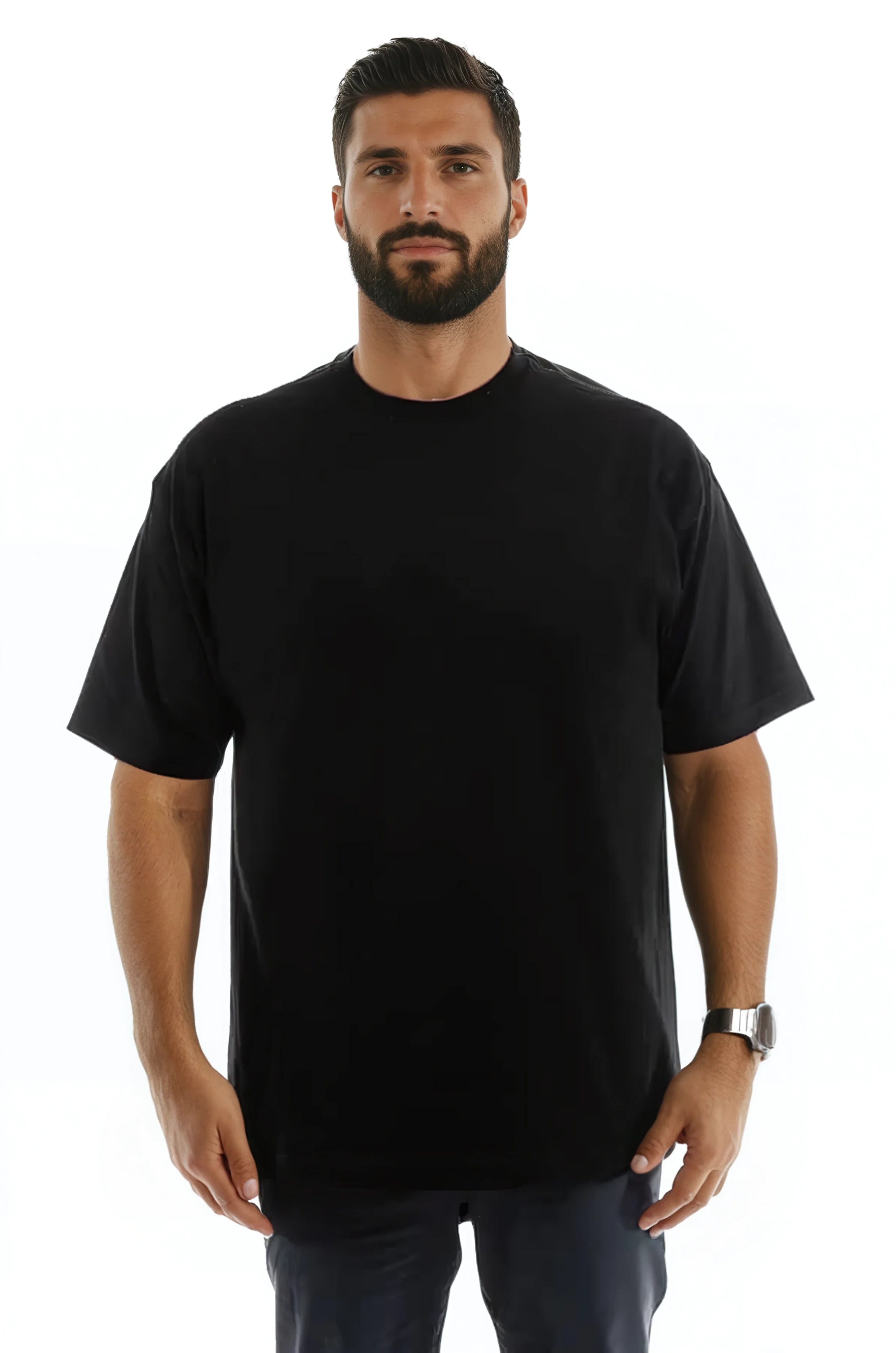The Roughneck Heavyweight Crew Neck T-Shirt in Classic Black