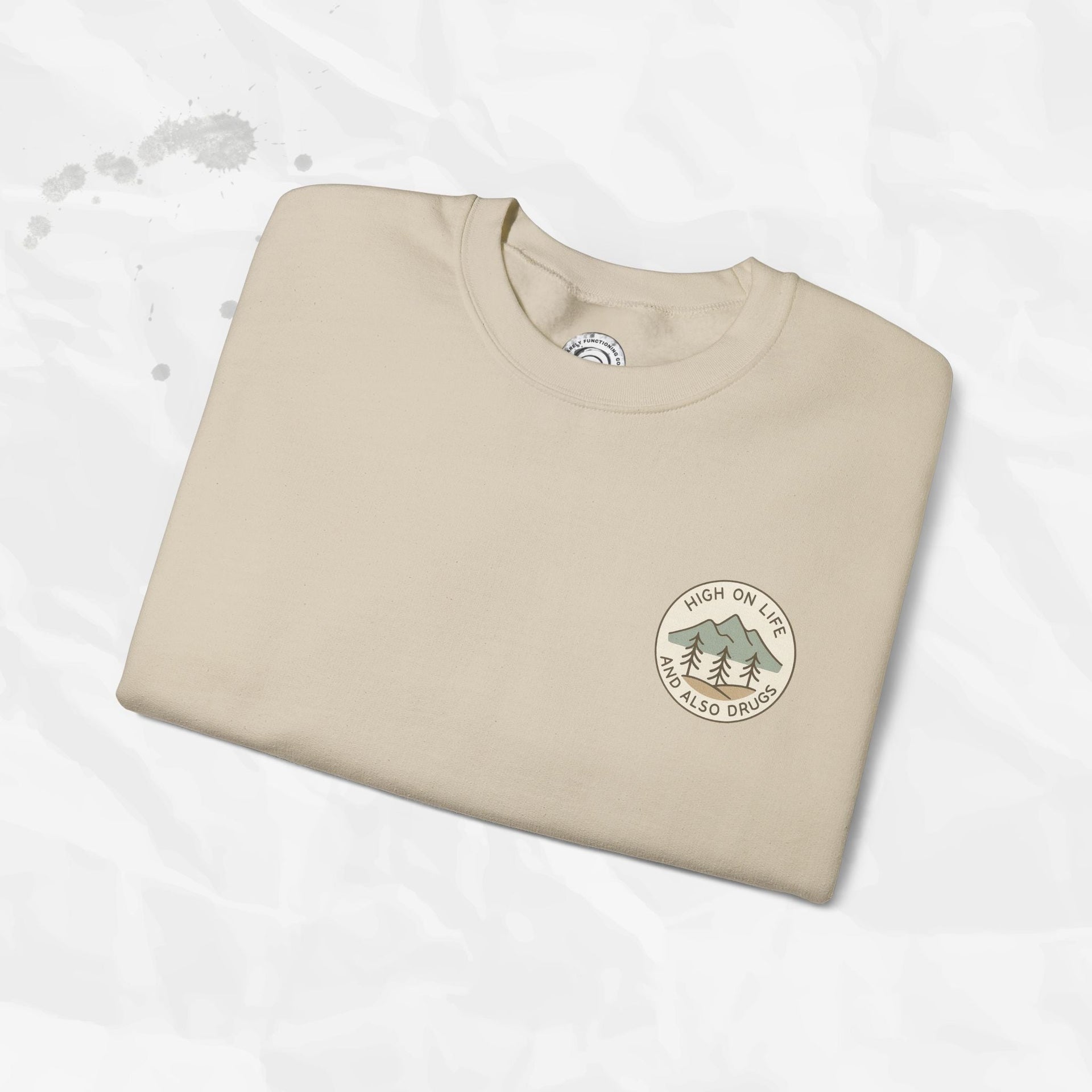 High on Life (and Also Drugs) – Crewneck Sweatshirt (Pocket Print)