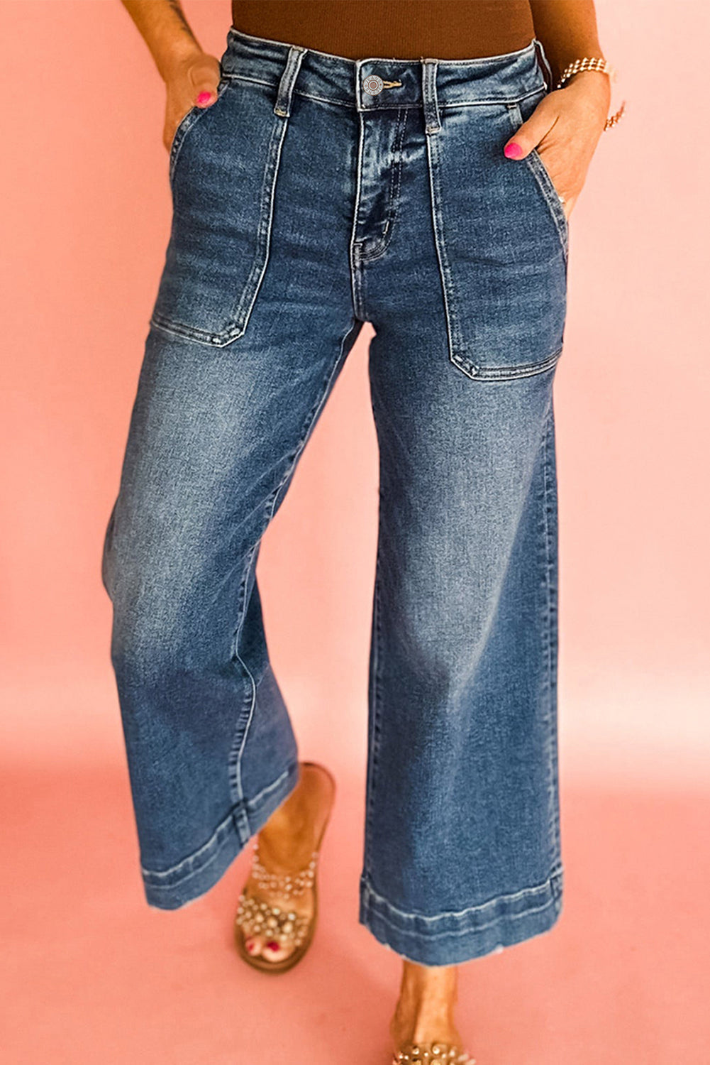 Ashleigh Blue Cropped High Rise Wide Leg Jeans