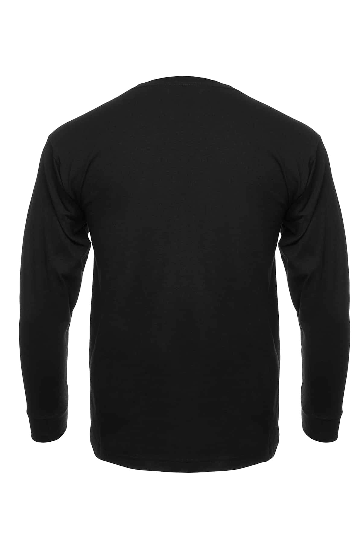 Roughneck Long Sleeve Crew Neck T-Shirt in Solid Black - Image 2