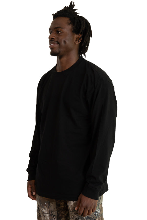 Roughneck Long Sleeve Crew Neck T-Shirt in Solid Black - Image 6