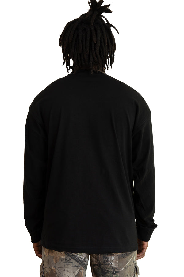 Roughneck Long Sleeve Crew Neck T-Shirt in Solid Black - Image 5