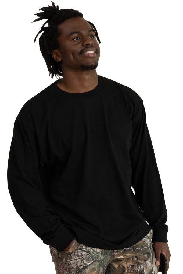 Roughneck Long Sleeve Crew Neck T-Shirt in Solid Black - Image 4