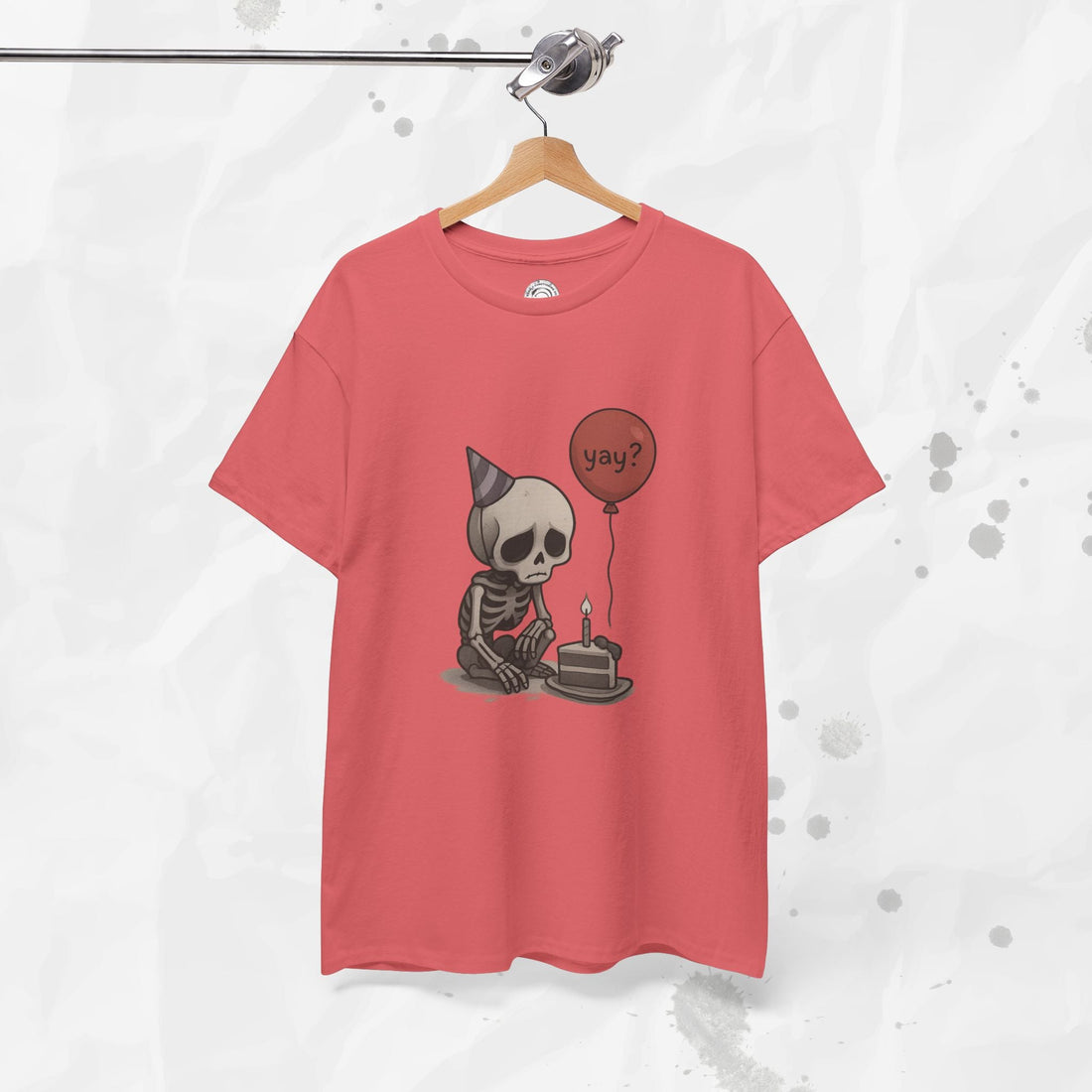 Yay? Skeleton Birthday Graphic T-Shirt - Available in Grey and Red - Image 16