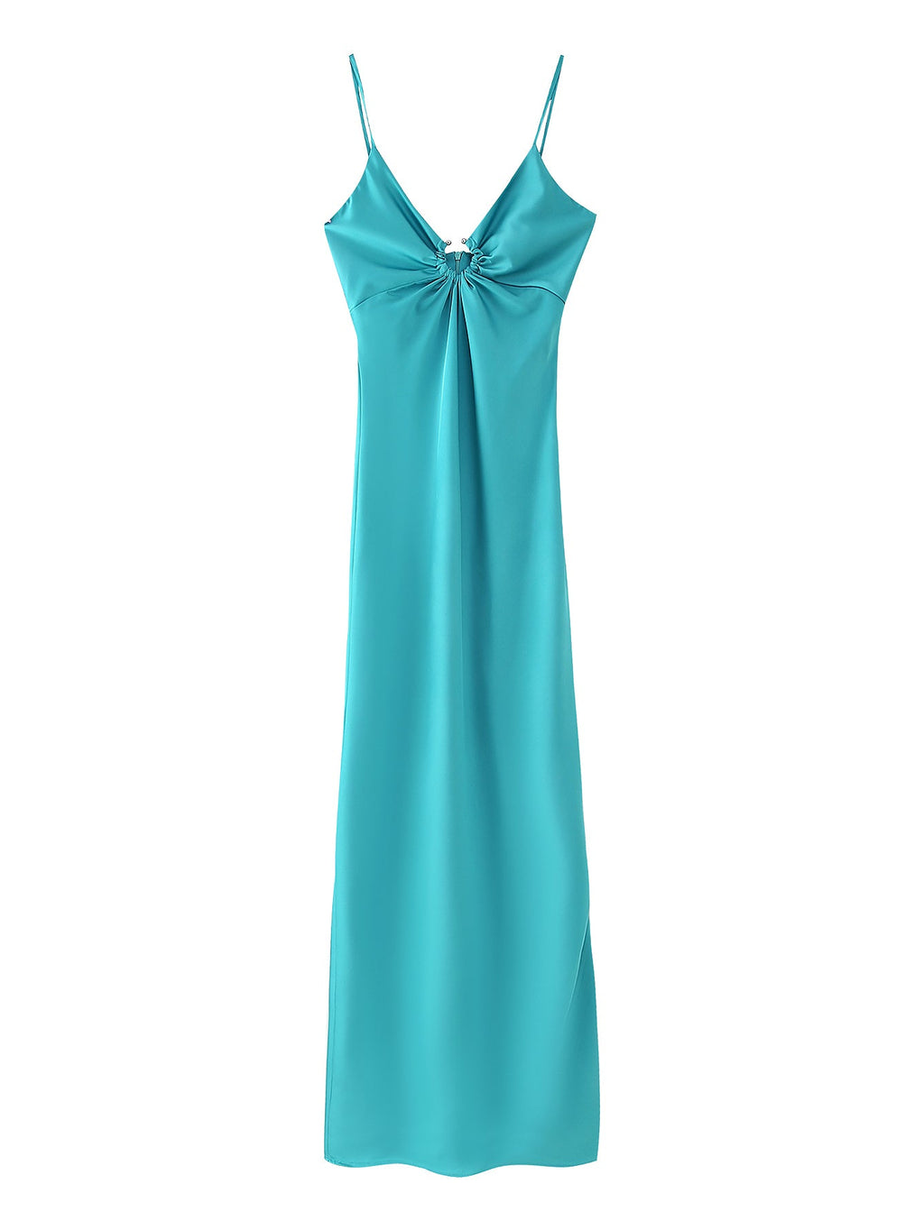 Women Clothing Long Hollow Out Cutout Decorative Satin Sling Dress