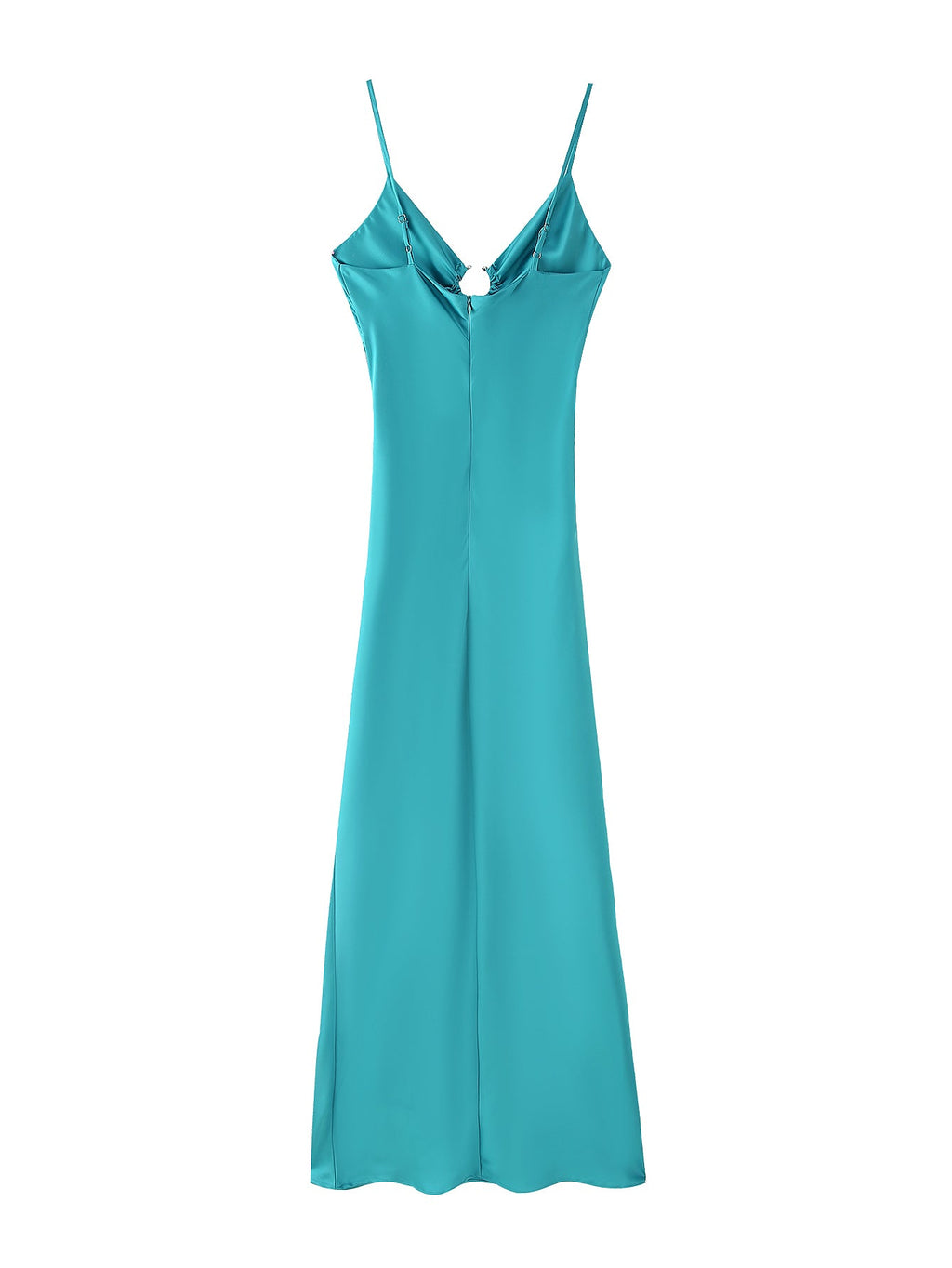 Women Clothing Long Hollow Out Cutout Decorative Satin Sling Dress
