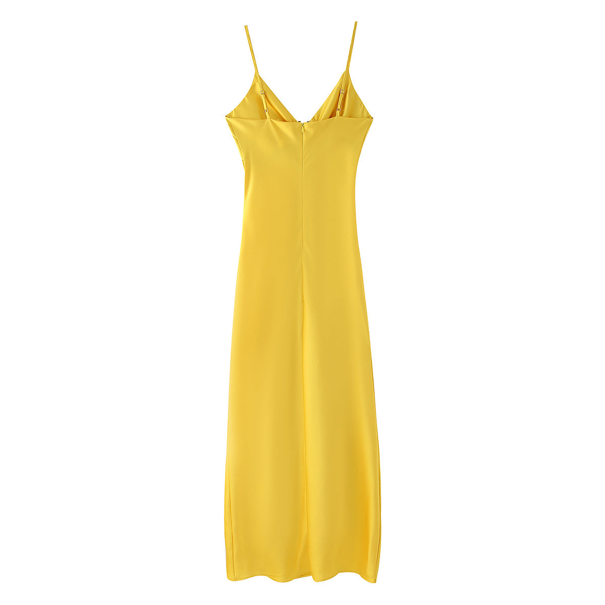 Women Clothing Long Hollow Out Cutout Decorative Satin Sling Dress