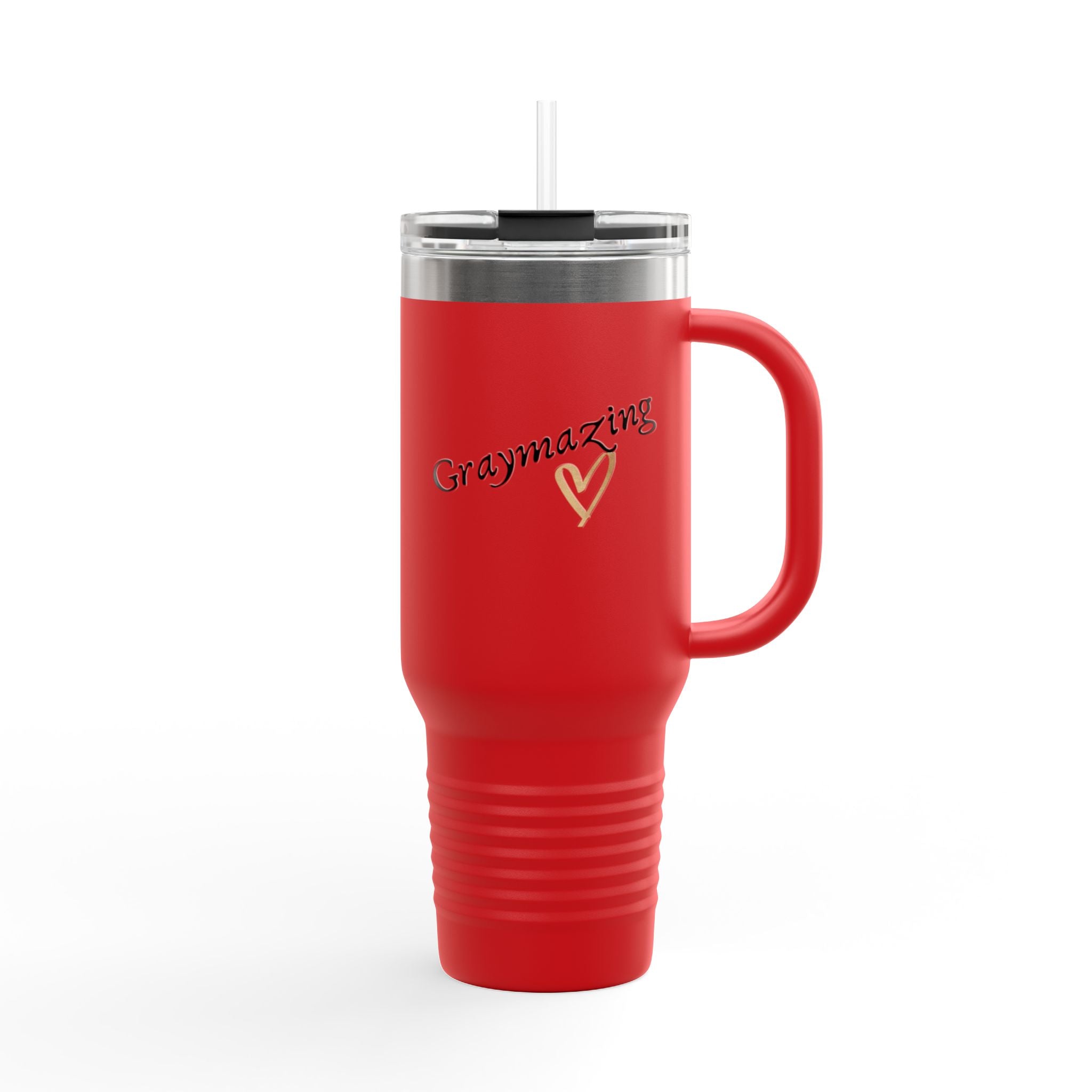 40oz Insulated Metal Travel Mug with Handle & Straw - Modern Drinkware