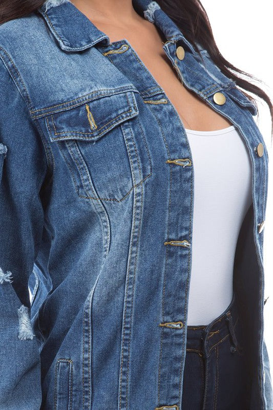 Women's Classic Denim Trucker Jacket - Casual Button-Up Outerwear