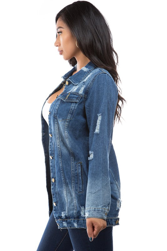 Women's Classic Denim Trucker Jacket - Casual Button-Up Outerwear