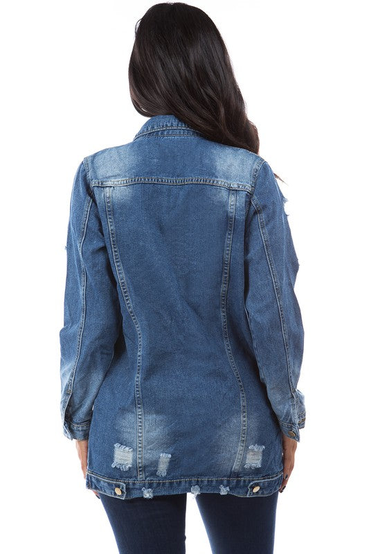 Women's Classic Denim Trucker Jacket - Casual Button-Up Outerwear