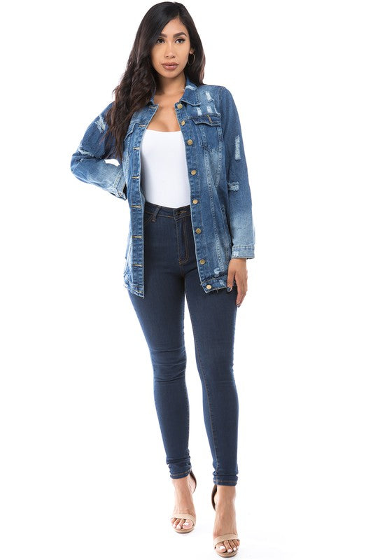 Women's Classic Denim Trucker Jacket - Casual Button-Up Outerwear