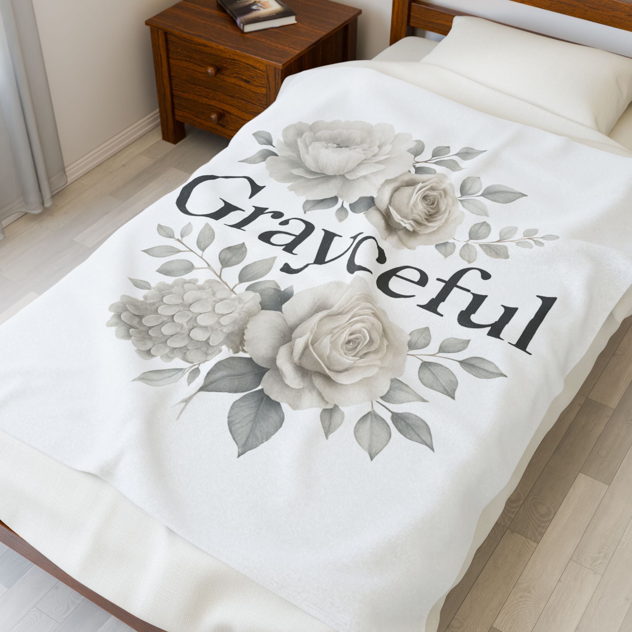 Elegant Floral Throw Blanket - Cozy Velveteen Plush Blanket for Home Decor, Gift for Her, Modern Chic Style, Occasion: Birthdays, [...]