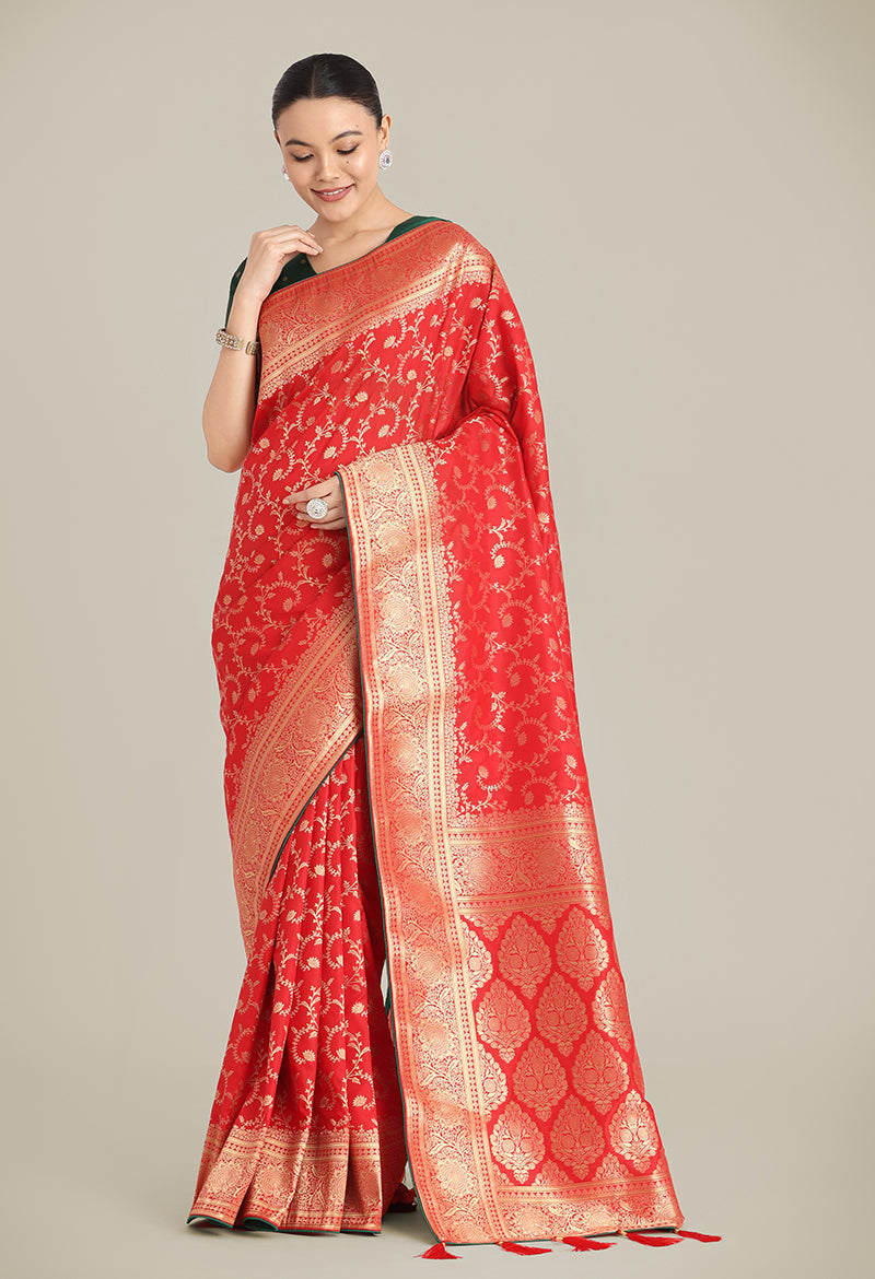 Red Banarasi Silk Saree for Wedding Collection