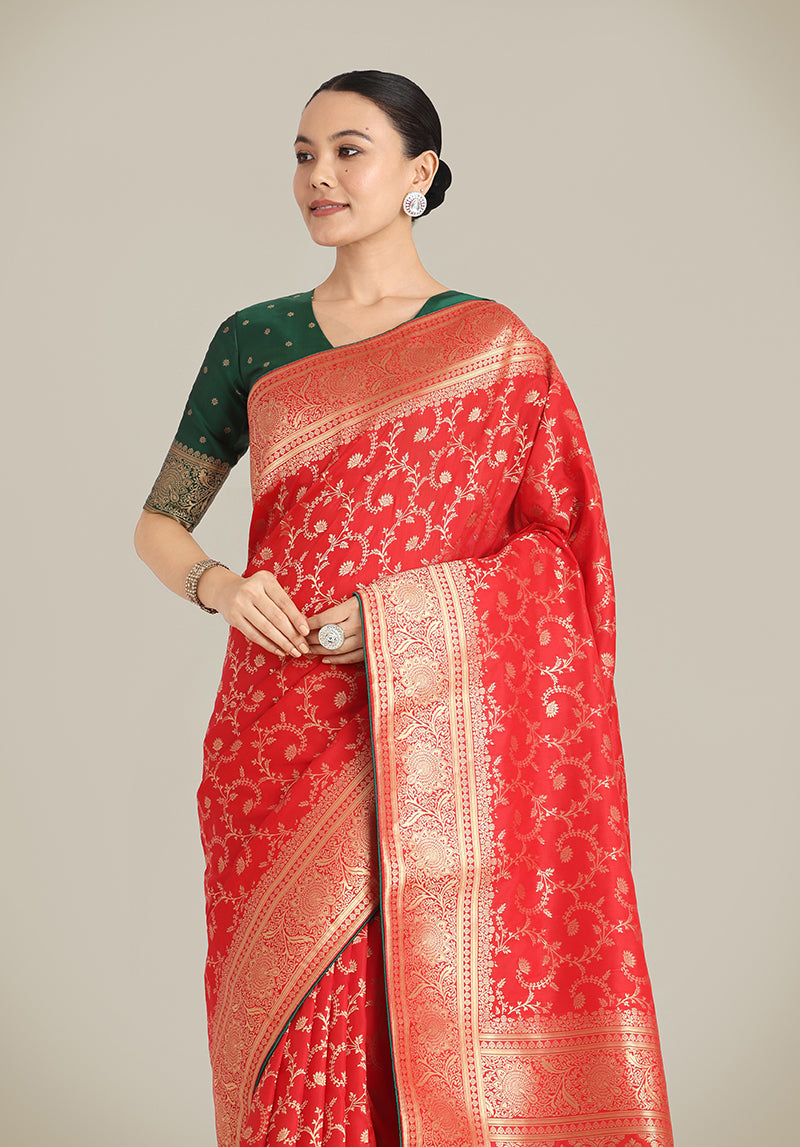Red Banarasi Silk Saree for Wedding Collection