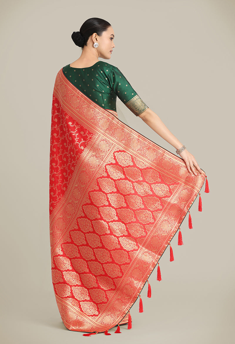 Red Banarasi Silk Saree for Wedding Collection