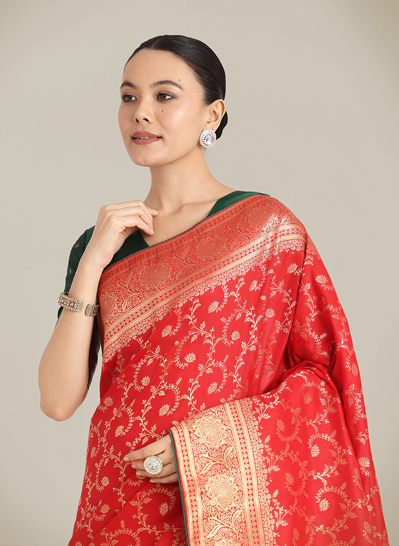 Red Banarasi Silk Saree for Wedding Collection