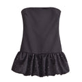 Women Rhinestone Balloon Version Silk Satin Texture Dress
