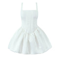 Sexy Square Collar Boning Corset Waist Plastic High Waist Big Swing puffy dress Short Dress