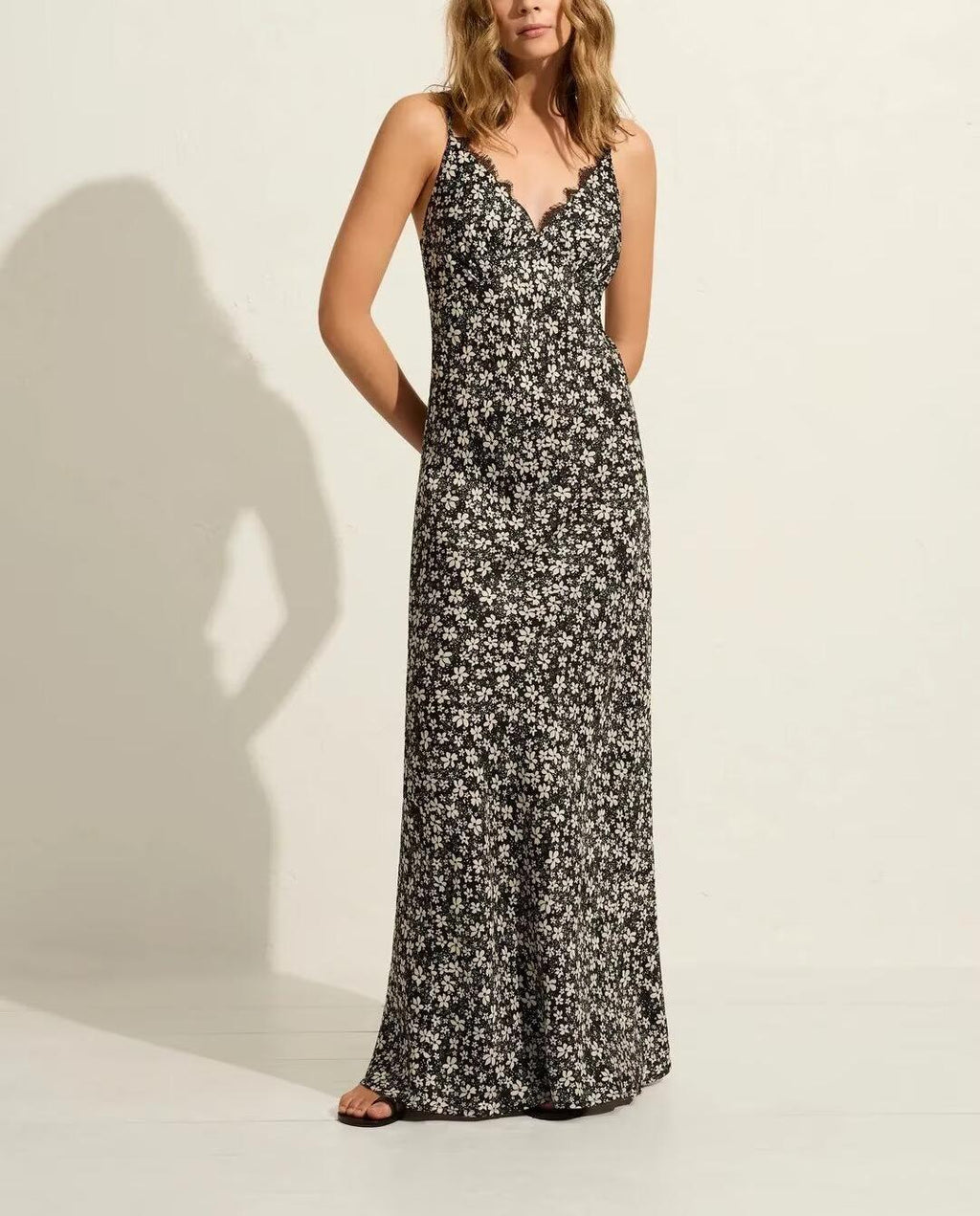 Sexy Deep V Plunge neck Maxi Dress Women Spring Vintage Floral Sling Dress