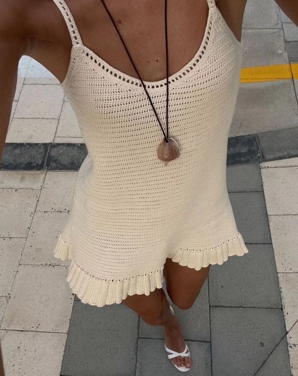 Spring Summer Backless Slim Fit Figure Flattering Sexy Cutout Knitted Sling Short Dress