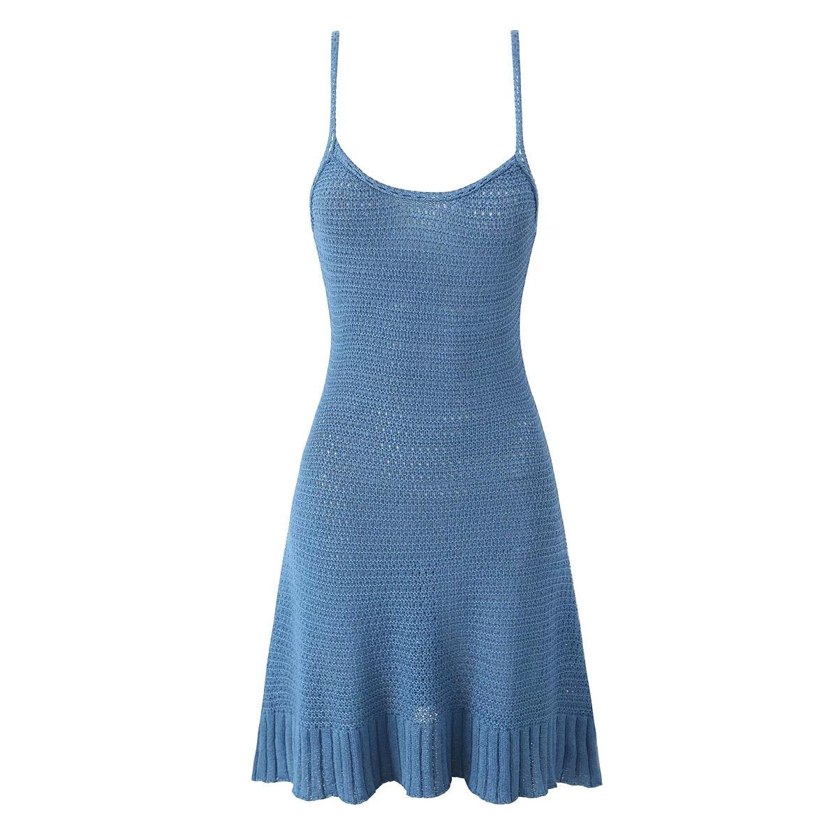 Spring Summer Backless Slim Fit Figure Flattering Sexy Cutout Knitted Sling Short Dress