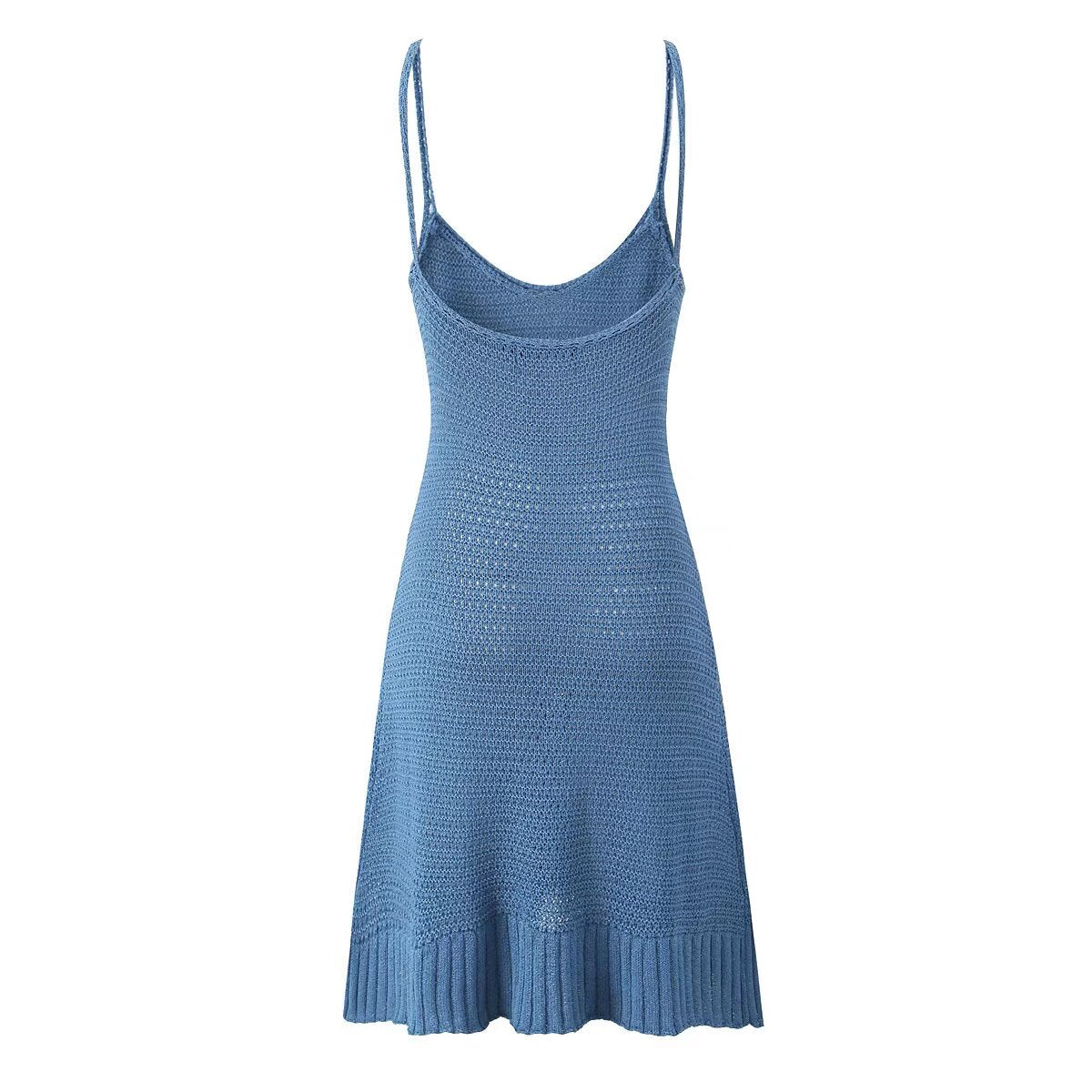 Spring Summer Backless Slim Fit Figure Flattering Sexy Cutout Knitted Sling Short Dress