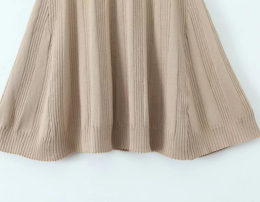 Spring Women Clothes Polo Collar Design Slim Fit Slimming Waist Trimming Knitted Short Sleeve Deep V Plunge neck Dress